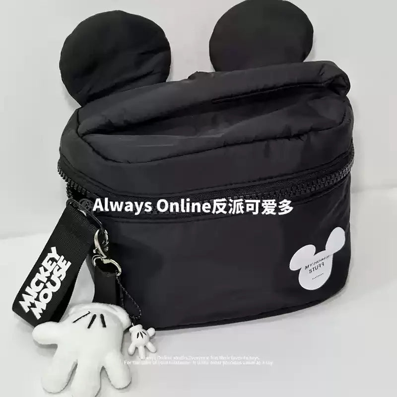 Kawaii Disney Mickey Portable Cosmetic Bag Cute Cartoon Large Capacity Storage Bag Travel Wash Bag Gifts