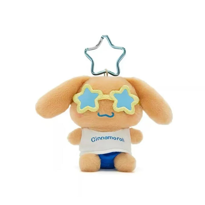 Kawaii Sanrio Black Skin Hawaiian Sunglasses Hello Kitty Cinnamoroll Plush Doll Bags Pendant Keychain Decoration Birthday Gift