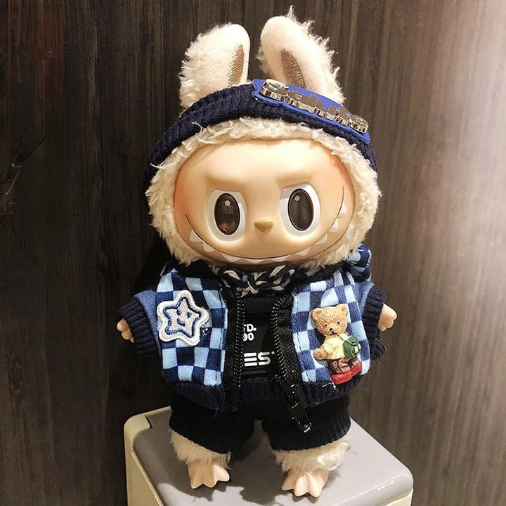 Cool Mini 17cm Labubu Clothes Plush Hoodie Idol Dolls Jumpsuit Fashion Clothing for Korea Kpop Exo Fans Overalls Accessories