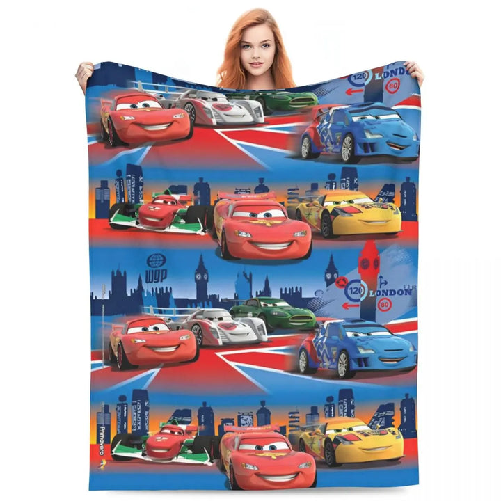 Life Is A Highway Lightning McQueen Flannel Blankets Cars Funny Throw Blankets for Bed Sofa Couch 200x150cm Rug Piece