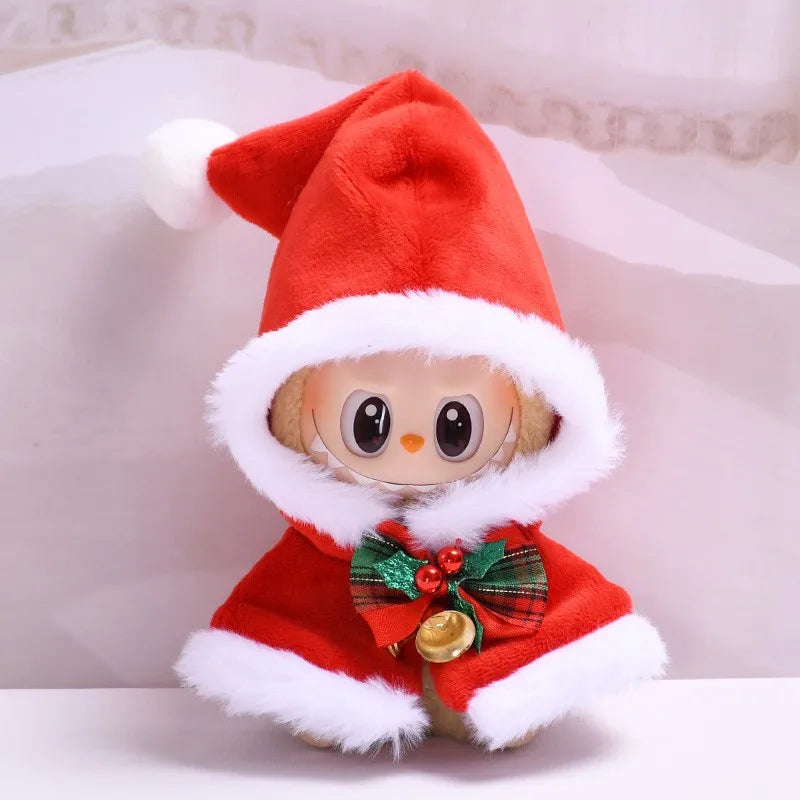 17cm Labubu I II Idol Dolls Clothes Bell Shawl Outfit Christmas Cape Snowman Deer Korea Kpop Exo Clothing Plush Doll'S Clothes