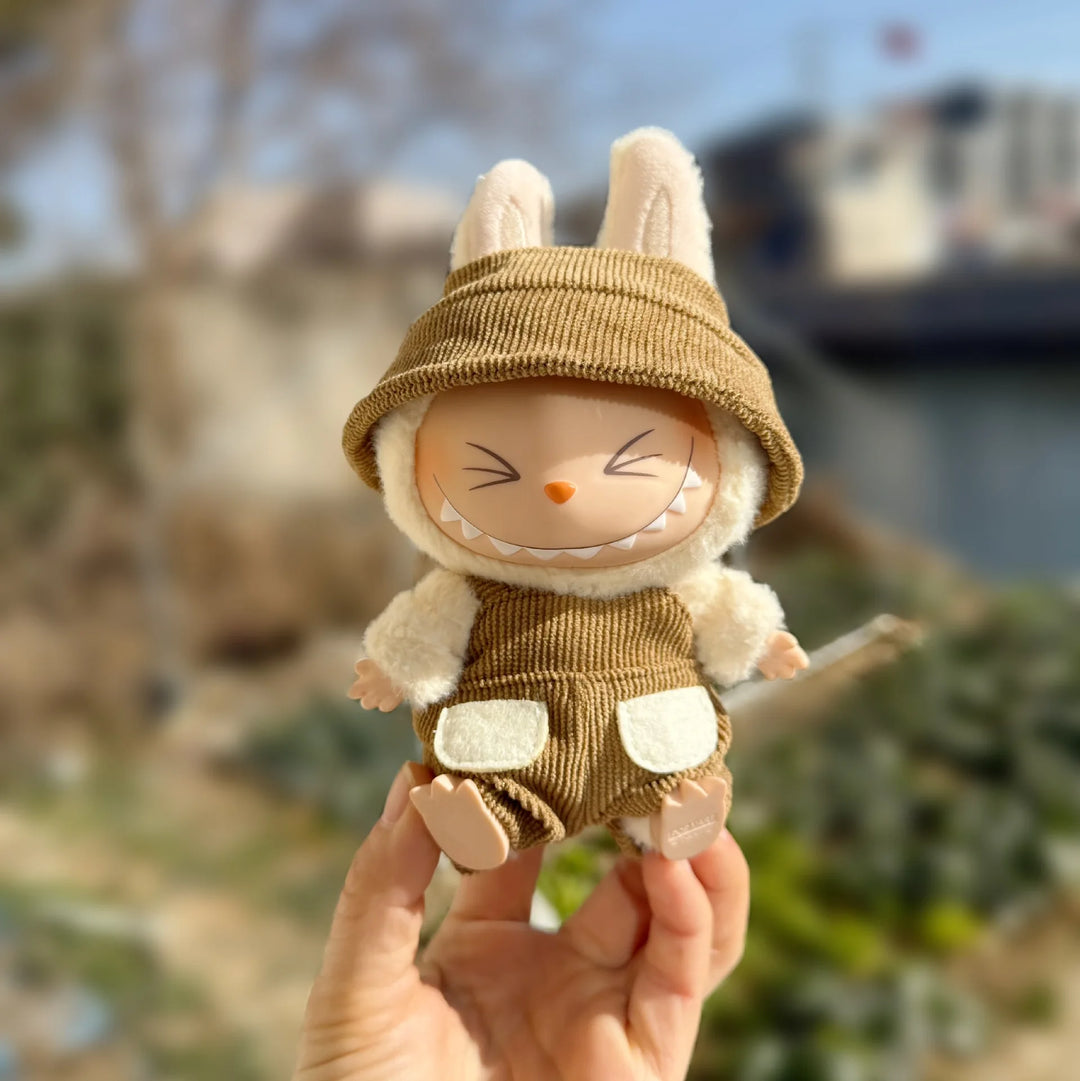 Labubu Doll Clothes Bucket Hat Overalls Dress Up Accessories 15/17cm Plush Doll'S Clothes Replacement