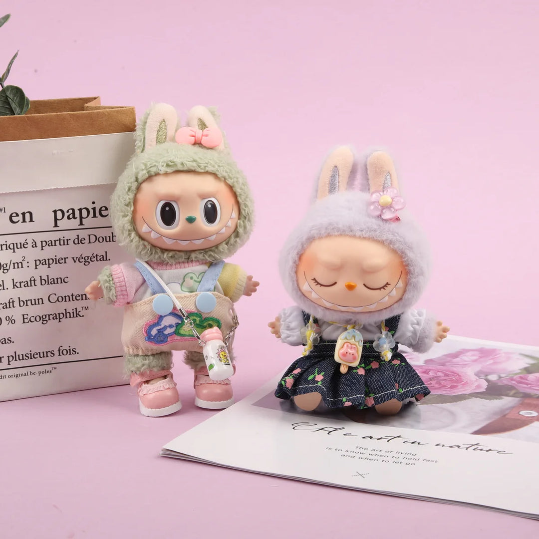 Mini Plush Doll Summer Cute Cute Dress 15cm/17cm Labubu I II Idol Doll Clothing Accessories Sitting Party Korean Kpop Exo