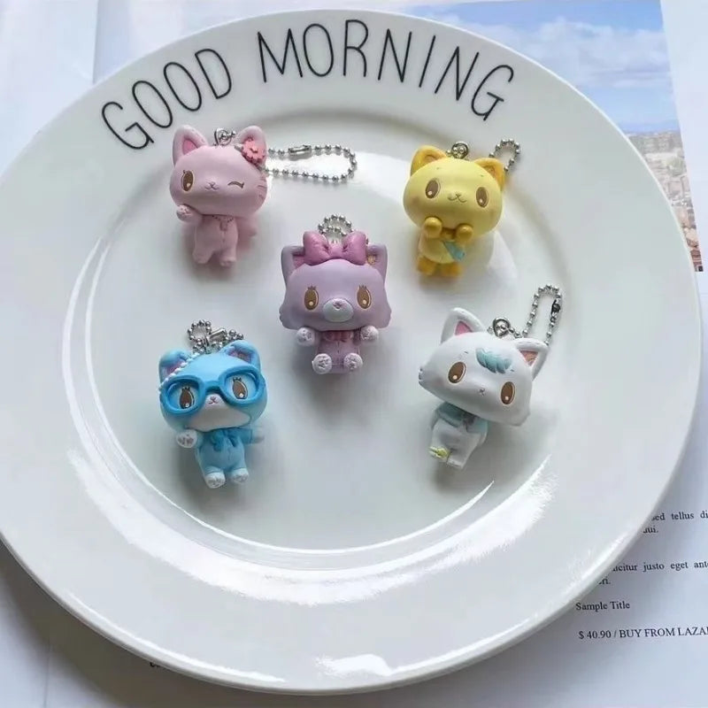 5 Pcs Cartoon Mewkledreamy‌ Pendant Keychain Backpack Cute Cat Pendant Decoration Children Toy Keychain Friends Christmas Gift