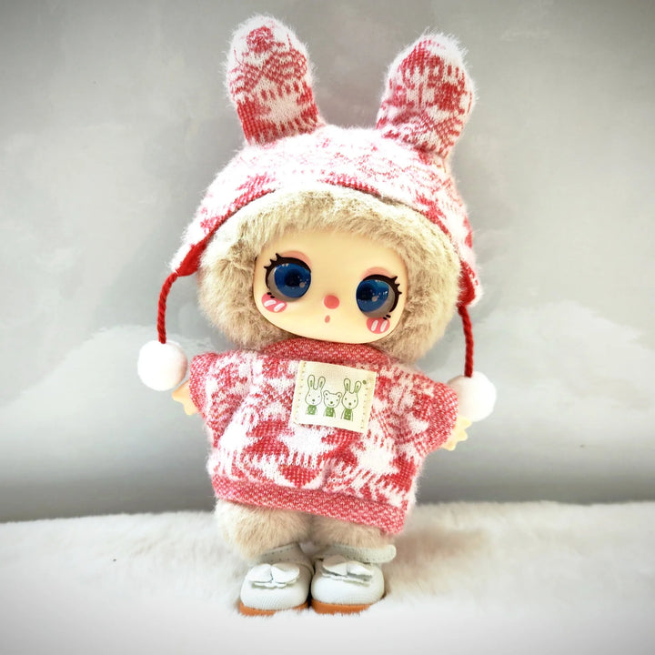 15cm/17cm Plush Doll Pullcloth Clothing Lila Rabbit Jacquard Shirt Set First And Second Generation DIY Gifts