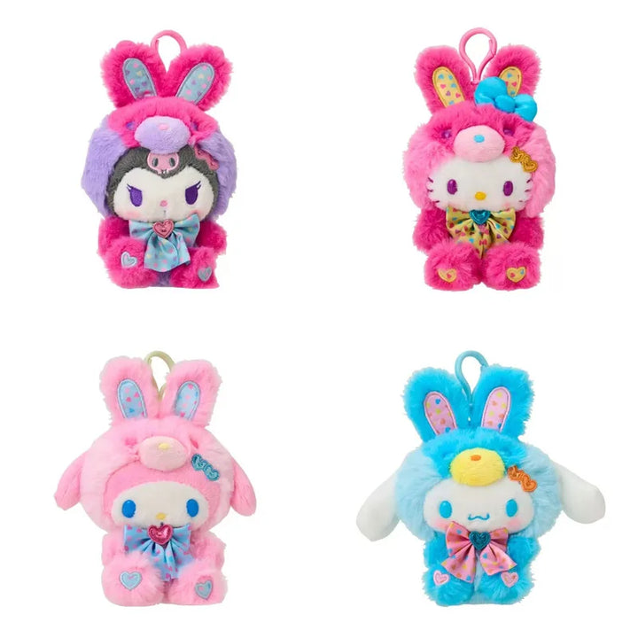Sanrio Kuromi My Melody Plush Toy Kawaii Keychain Easter Rainbow Rabbit Hello Kitty Cinnamoroll Backpack Pendant Decoration Gift