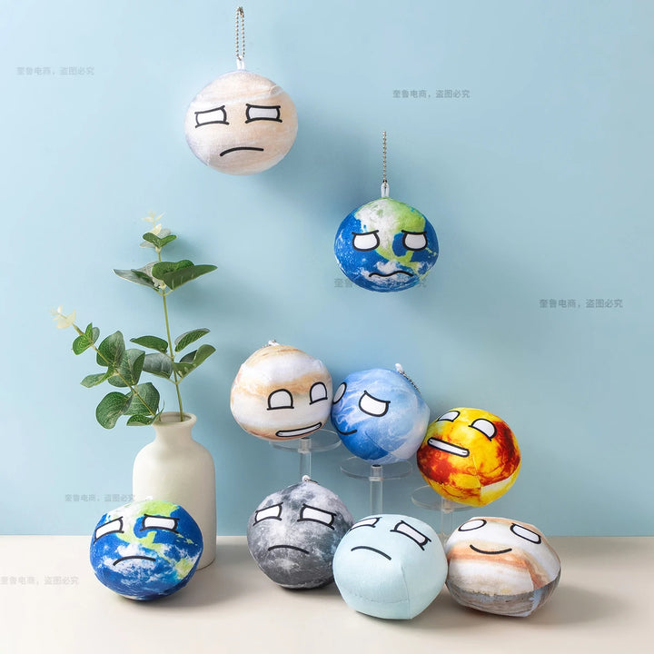 10cm Polandball Plush Doll Keychain Bag Pendant Decor Short Earth Sun Moon Venus Jupiter Mercury Mercury Mars Saturn Toy Gift