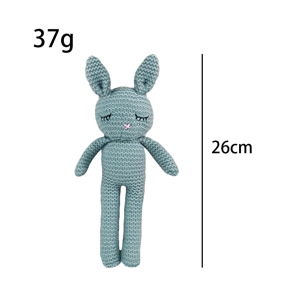 26cm Handmade Knitted Rabbit Doll Kawaii Baby Soothing Toy Mini Cuddle Doll Newborn Baby Early Educational Toy