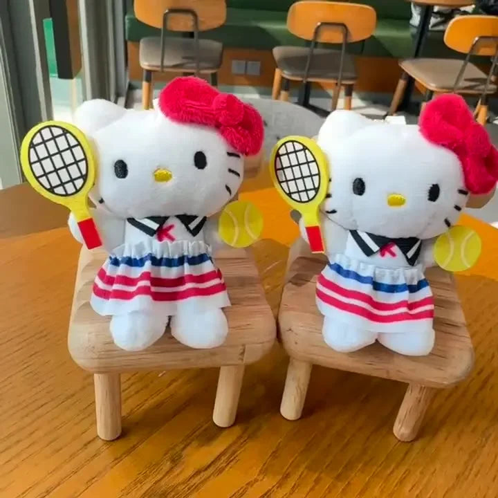 Hello Kitty Tennis Kawaii Plush Toys Backpack Pendant Decorative Keychain Cute Boys Girls Creative Birthday Gifts