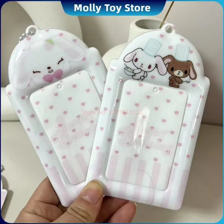 Kawaii Sanrio Sugarbunnies Id Card Holder Keychains New Anime Passport Cover Key Ring School Bus Bank Cards Bags Pendants Gifts