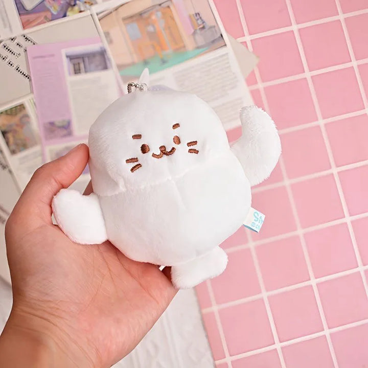 Japanese style Sea Otter Cartoon Punny Seal Plush Keychains kawaii sea lion Soft Stuffed Doll Keyring Funny bag Pendant kid Gift