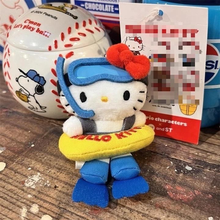 Sanrio Plush Keychain outdoor diving swimring series Cartoon Hello Kitty Plushies Toys Pendant Cute kuromi Doll  Holiday  gift