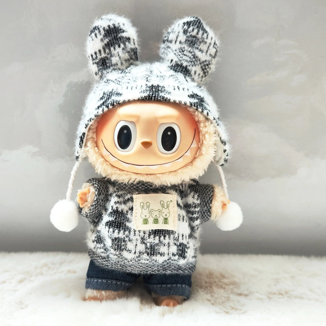 15cm/17cm Plush Doll Pullcloth Clothing Lila Rabbit Jacquard Shirt Set First And Second Generation DIY Gifts