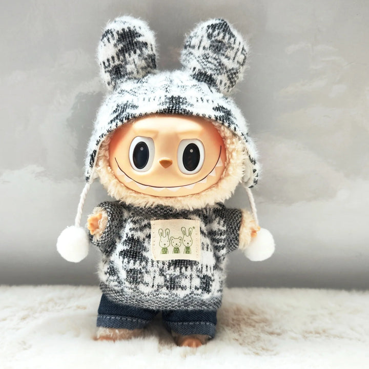 15cm/17cm Plush Doll Pullcloth Clothing Lila Rabbit Jacquard Shirt Set First And Second Generation DIY Gifts