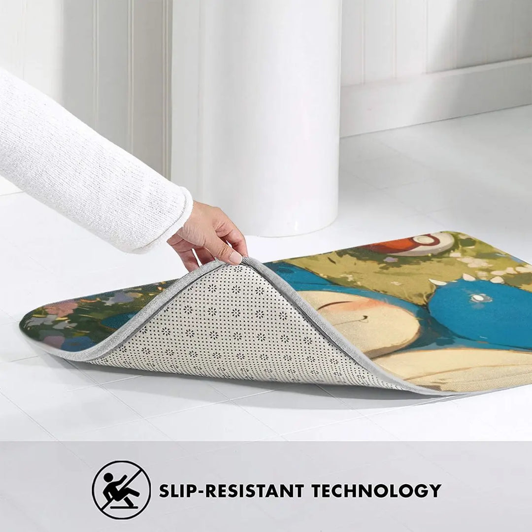 Anime Cartoon Snorlax Memory Foam Bathroom Rugs Ultra Soft Non-Slip Pokemon Carpet Bath Mat Water Absorbent for Entrance