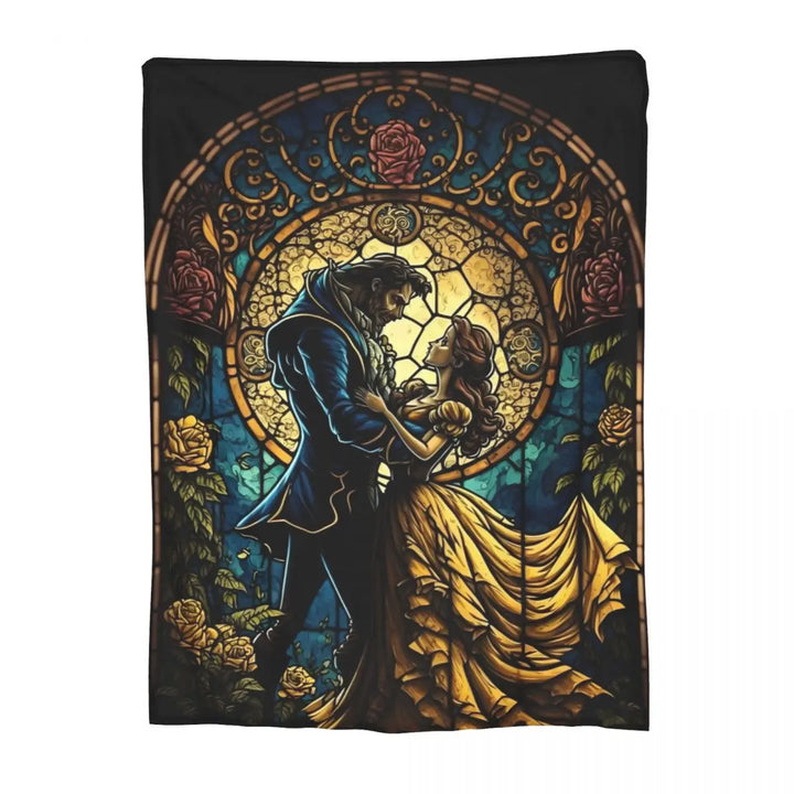 Beauty And The Beast Fleece Blankets Cartoon Romantic Fantasy Novelty Throw Blanket for Home 125*100cm Bedspread