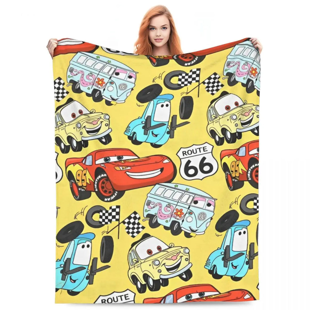 Life Is A Highway Lightning McQueen Flannel Blankets Cars Funny Throw Blankets for Bed Sofa Couch 200x150cm Rug Piece