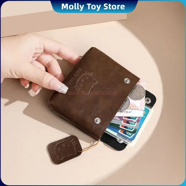 Sanrio Hello Kitty Classic Coin Purse Cortex Short Wallet Storage Bag Anime Peripheral Id Set Storage Bag Student Wallet Gifts