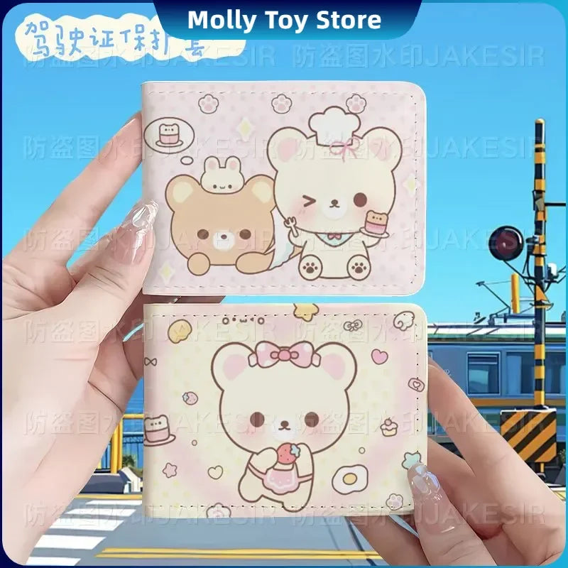 Kawaii Rilakkuma Driver'S License Protective Leather Cover Cartoon Cute Id Card Sleeve Anti Loss Wear-Resistant Girls Gifts