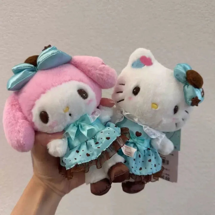 Sanrio My Melody Hello Kitty Plush Toys mint chocolate series kuromi Keychain Bag Pendant Soft Stuffed Doll Accessories Gift