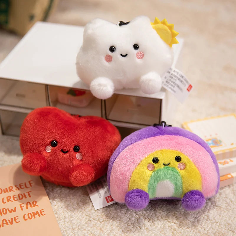 Cute Sun Cloud Plushies Toy Pillow Kawaii Stuffed Fluffy Rainbow Cushion Keychain Home Bag Decor Small Pendant Kids Toy