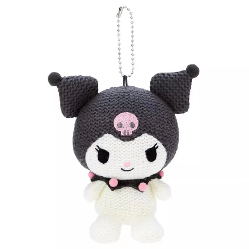 Kawaii Sanrio Kuromi My Melody Plush Toys Cartoon Retro Knitted Hello Kitty Keychain Backpack Pendant Accessories Christmas Gift