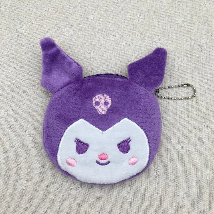 Cute Sanrio Plush Wallet Hello Kitty Kuromi Coin Purse Anime Figure Stitch Bag Accessories Keychain Kid Toys Kawaii Girls Gift