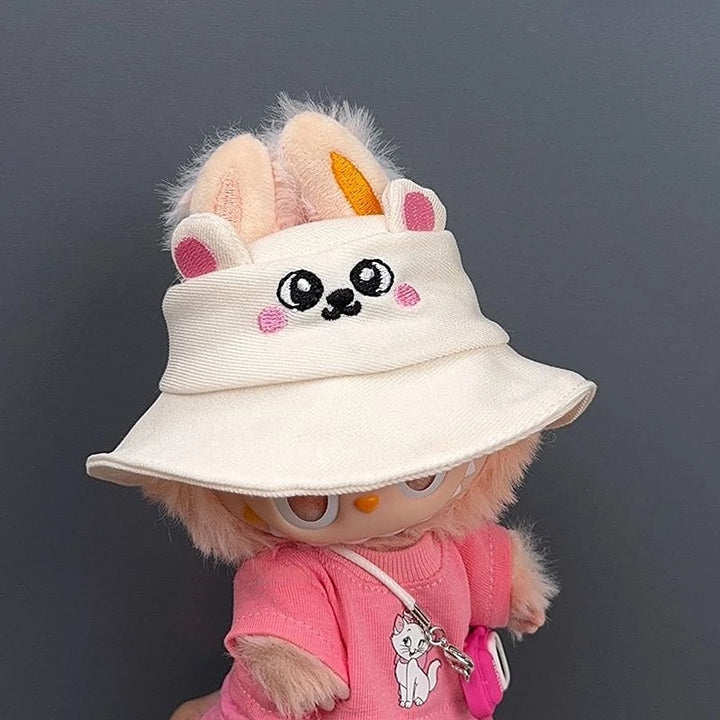 Labubu 1-3 Gen 17cm Plush Doll Outfits | Cute Pink T-Shirt + Pants Set with Hat | Soft Toy Clothes for Labubu Accessories