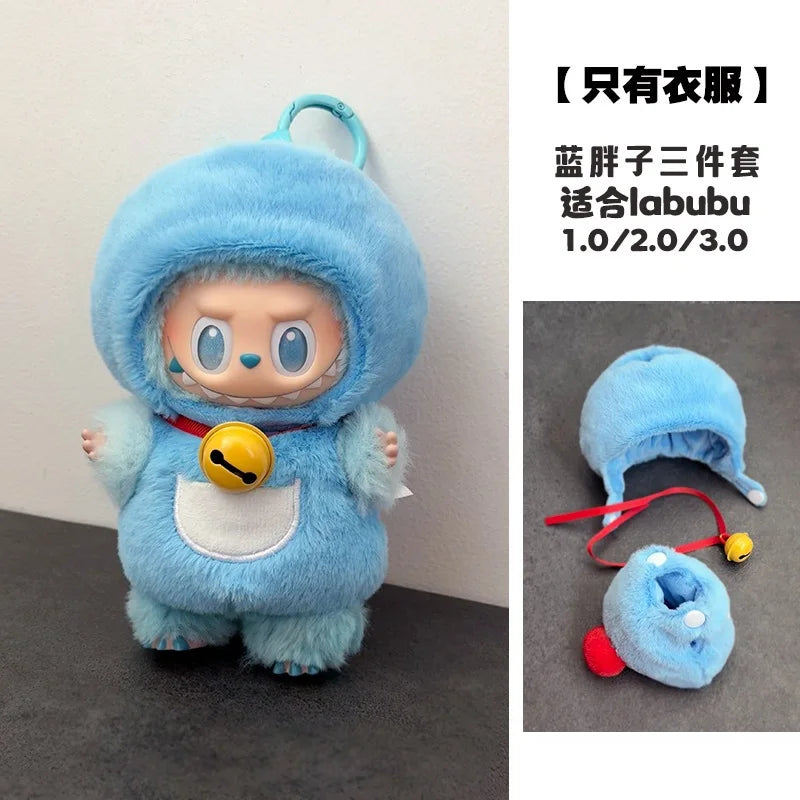 for Labubu 1-3 Gen 17cm Doll Outfits Milk Carton Onigiri Corn Chips & Ramen Bucket Set Bento Bag and Animal-Shaped Clothes