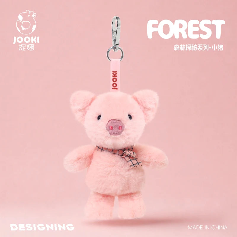 Pink Pig Stuffed Farm Animal Keychain White Sheep Plush Key Ring Holder Small Monkey Soft Dolls Pendants Bag Accessory Fun Gifts