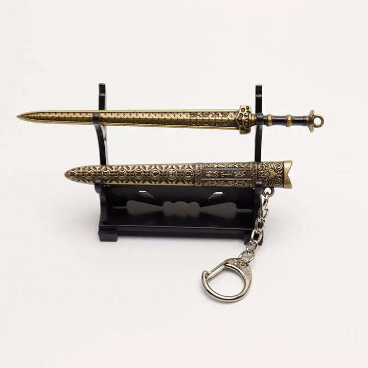 Mini Sword With Sheath China Ancient Sword Zinc Alloy Tang Hengdao Han Sword Weapon Model Keychain Pendant Cosplay Accessories