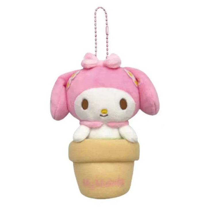Kawaii Sanrio Hello Kitty My Melody Flower Pot Doll Plush Toys Backpack Keychain Coin Purse Wallet Girl Birthday Creative Gift