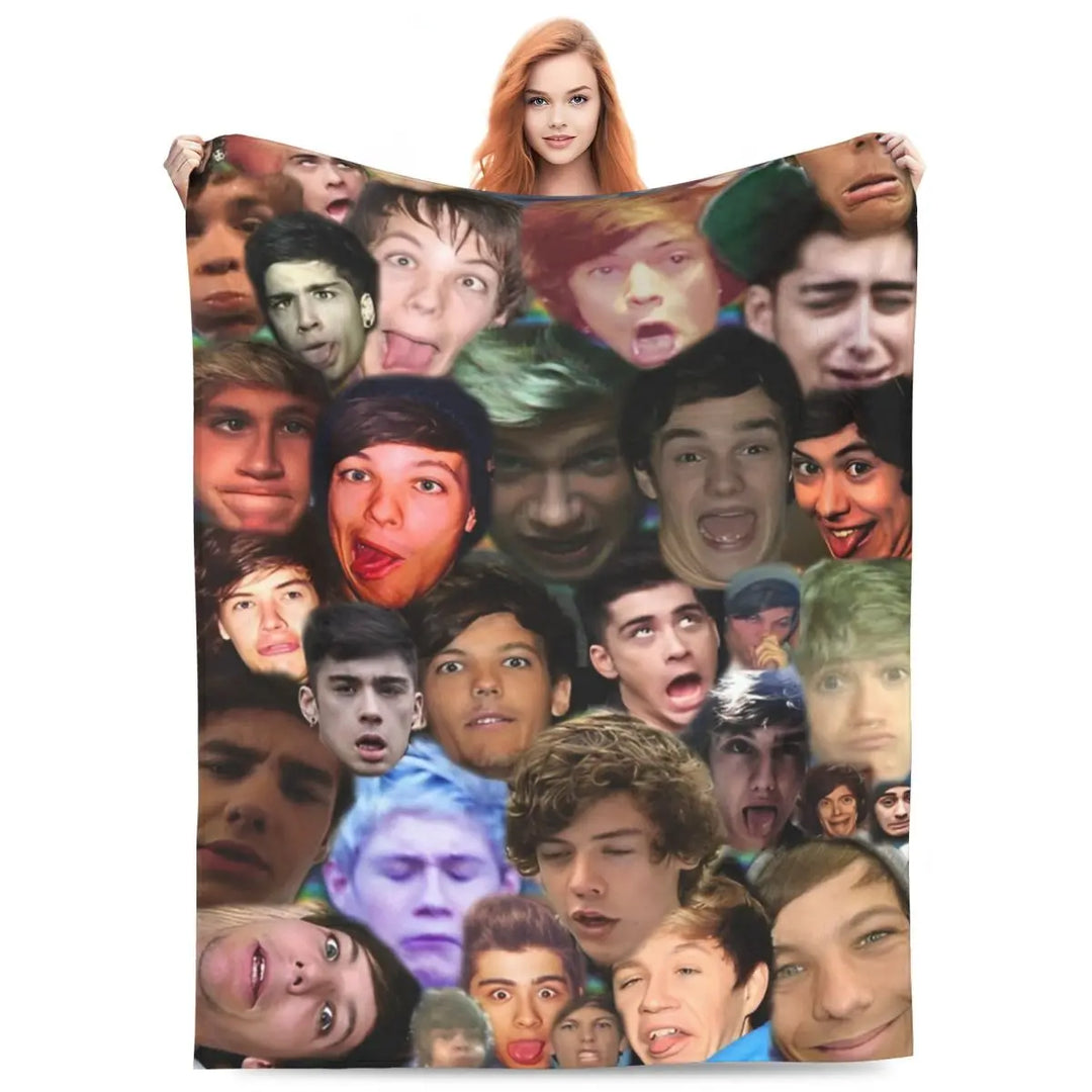 One-Direction Rock 1D Combinatio Blanket Velvet Spring Autumn Breathable Lightweight Throw Blanket for Bed Travel Bedspreads