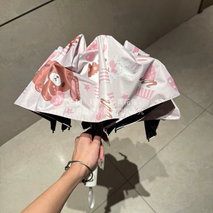 Kawaii Sanrio Sugarbunnies Umbrella Folding Umbrella Rain Or Shine With Thick And Durable Keel Umbrella Uv Resistant Umbrella