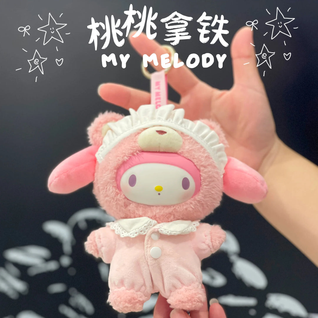 Sanrio Latte Baby Vinyl Plush Doll Cartoon Keychain Charm Keychain Anime Kawaii Women Bag Keychains Mascot Keyring Keyholder