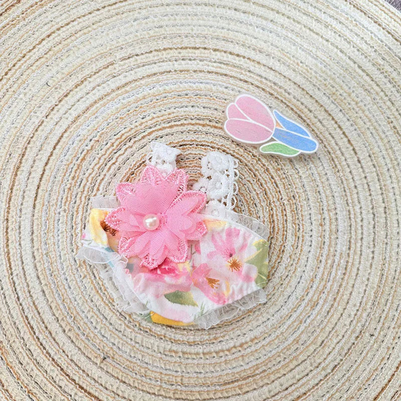 Labubu Doll Clothes Pink Floral Dream Jumpsuit Replacement 15/17cm Labubu I II Idol Dolls Sitting Party Accessories