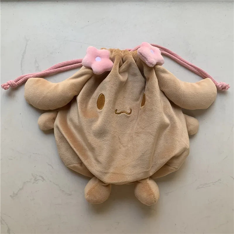 Cute Mocha Dog Drawstring Bag Pouch Cartoon Anime Kawaii Storage Organizer Bags