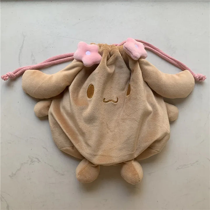 Cute Mocha Dog Drawstring Bag Pouch Cartoon Anime Kawaii Storage Organizer Bags