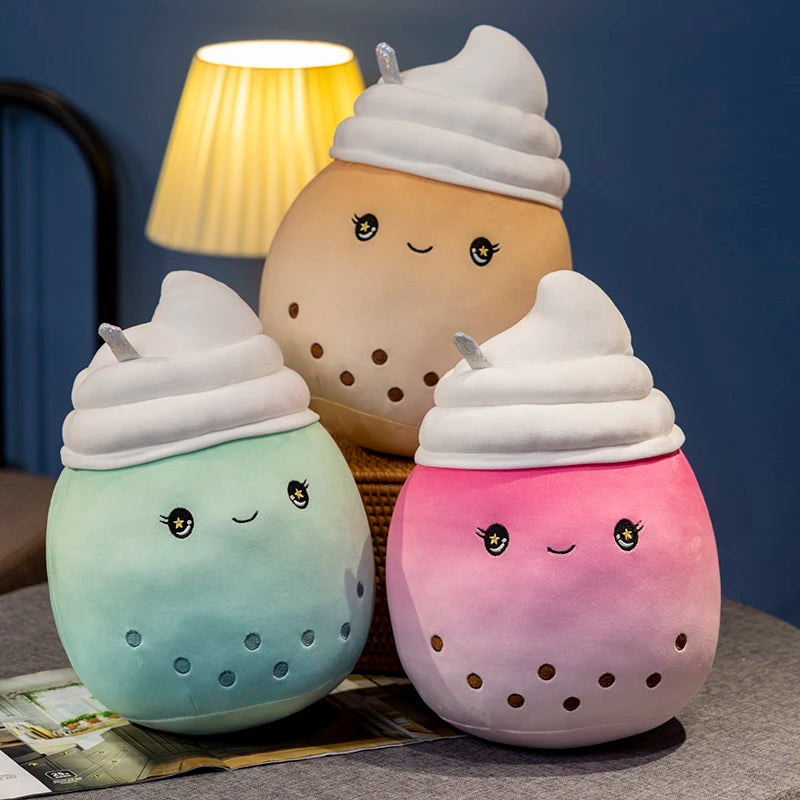 23cm Kawai Milk Tea Cup Plush Toy Stuffed Food Fruit Boba Doll Ultrasoft Stuffed Plush Tea Shop Kids Toys Birthday Gift