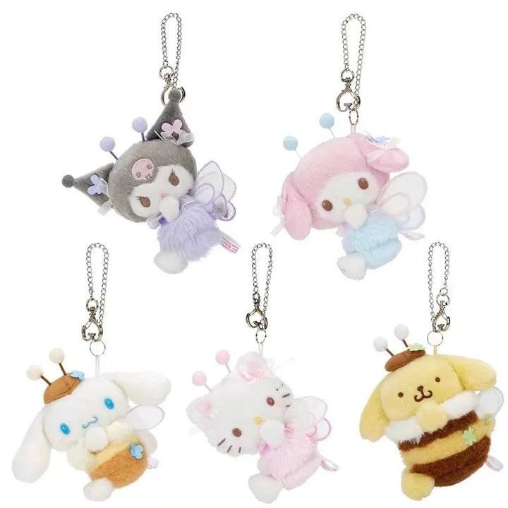 Sanrio Kuromi My Melody Kawaii Cartoon Plush Toys Keychain Cinnamoroll Hello Kitty Backpack Pendant Decoration Girl Holiday Gift
