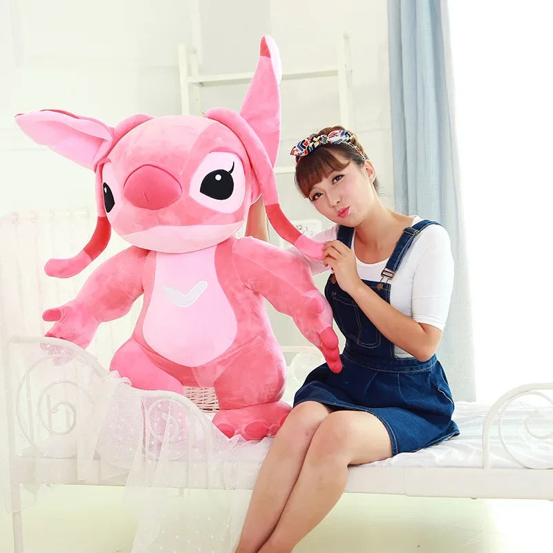 110/130cm Disney Lilo and Stitch Plush Toys Pixar Anime Big Stich Angel Doll Pillow Semi-finished Leather Holster Gift for Kids