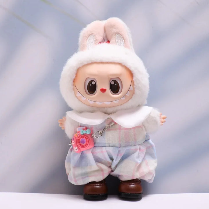 Labubu Doll Clothes Candy-colored Dress & Straw Hat Set 15/17cm Plush Doll'S Clothes Labubu I II III Idol Dolls Accessories