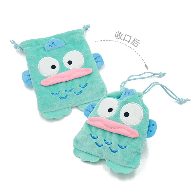 Sanrio My Melody Hello Kitty Plush Bundle Pocket Kawaii Cartoon Marumofubiyori Storage Bag Creative Christmas Gift for Friends