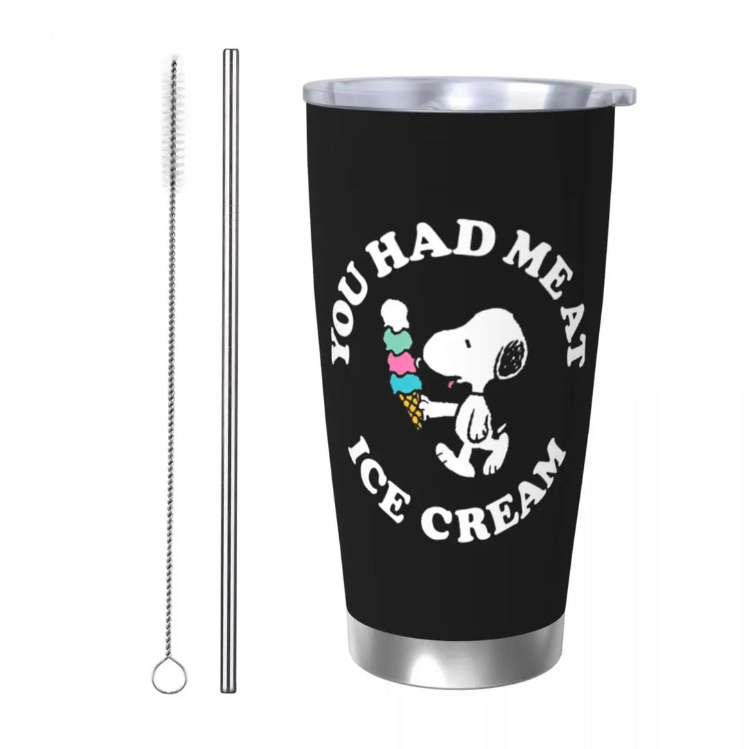 Peanuts Snoopy Flying Ace Insulated Tumbler with Lid Stainless Steel Coffee Mugs Office Home Thermos Bottle Cups, 20oz