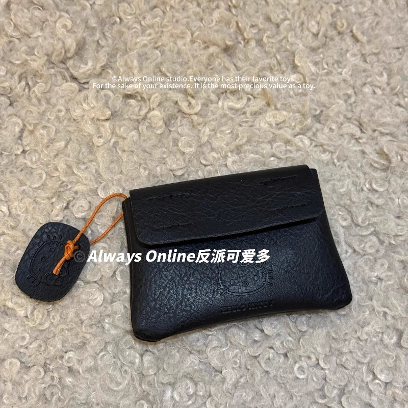 Sanrio Hello Kitty Classic Coin Purse Cortex Short Wallet Retro Storage Bag Anime Peripheral Id Set Storage Bag Student Wallet