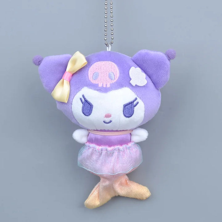 Kawaii Sanrio Kuromi Cinnamoroll Mermaid Cartoon My Melody Plush Toys Backpack Pendant Keychain Girls Birthday Creative Gifts