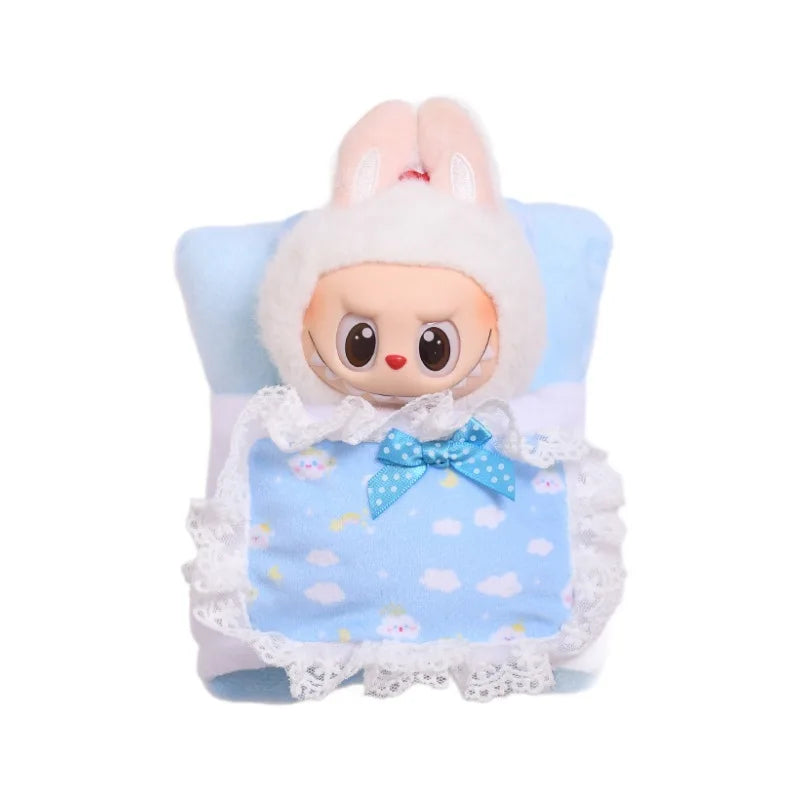 15/17cm Labubu 1st-3rd Gen Pendant Set: Doll Clothing, Mini Bed, Sleeping Bag, Pillow & Quilt Accessories