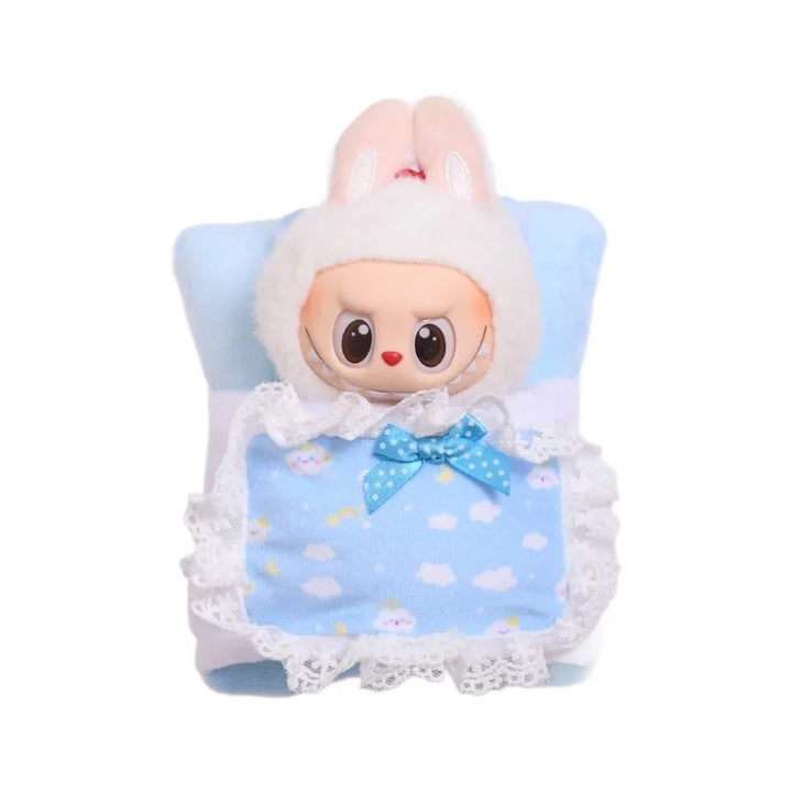15/17cm Labubu 1st-3rd Gen Pendant Set: Doll Clothing, Mini Bed, Sleeping Bag, Pillow & Quilt Accessories