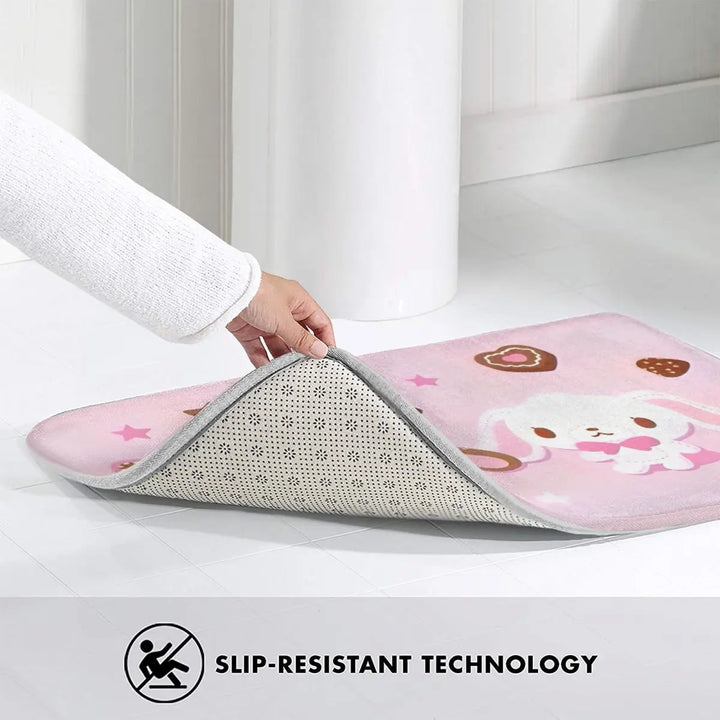 Cute Sugarbunnies Memory Foam Bathroom Rugs Ultra Soft Non-Slip Sugar Rabbit Carpet Bath Mat Water Absorbent for Shower