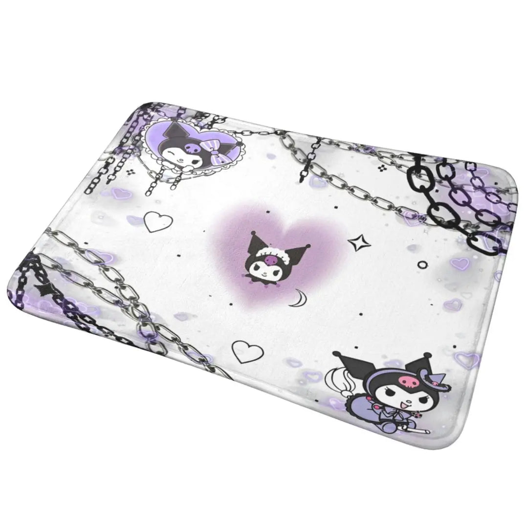 Cute Kuromi Baku Cartoon Bathroom Rugs Mat Extra Soft and Absorbent Bath Rugs Mats Carpet Non-Slip for Entrance Door Doormat